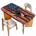 thumbnail image 1 of American Flag Table Cloths for 3 Foot Rectangle Tables, Eagle Blue Red USA Flag Retro Patio Waterproof Elastic Fitted Tablecloths, Washable Rectangular Table Cover for Camping, 1 of 8