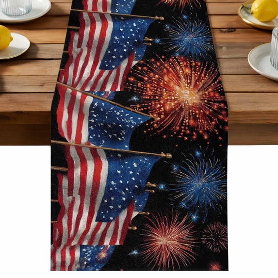 American Flag Table Runner 70 Inch Long Dresser Scarves Linen ...