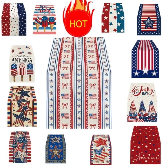 American Flag Table Runner 72"x13", Patriotic Stars and Stripes Pattern Table Runner for 4th of July, Memorial Day, National Holidays, Perfect for Home, Party, Kitchen, Mantel, Dining Decorations