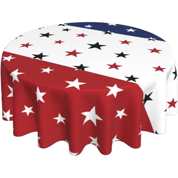 American Flag Tablecloth Round 70 Inch Farmhouse Patriotic Tablecloth Polyester Washable Fabric Rustic 4th of July Table Cloth Decorative for Kitchen Picnic Indoor Outdoor Holiday Party