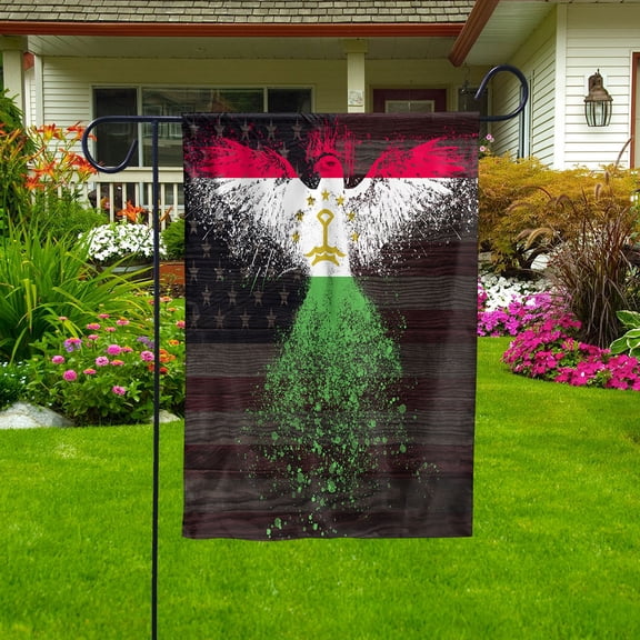 American Flag- Tajik Flag Tajikistan US Friendship Forever July 4 Decoration Garden Flag (11.5x17.5) Double Sided-USA Flags Premium Polyester-Decorative Indoor Outdoor Flag