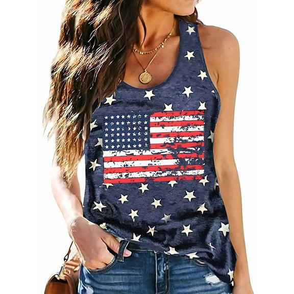 American Flag Tank Top Women 4th of July Tanks Tops for Womens USA Flag Patriotic Shirts Vest