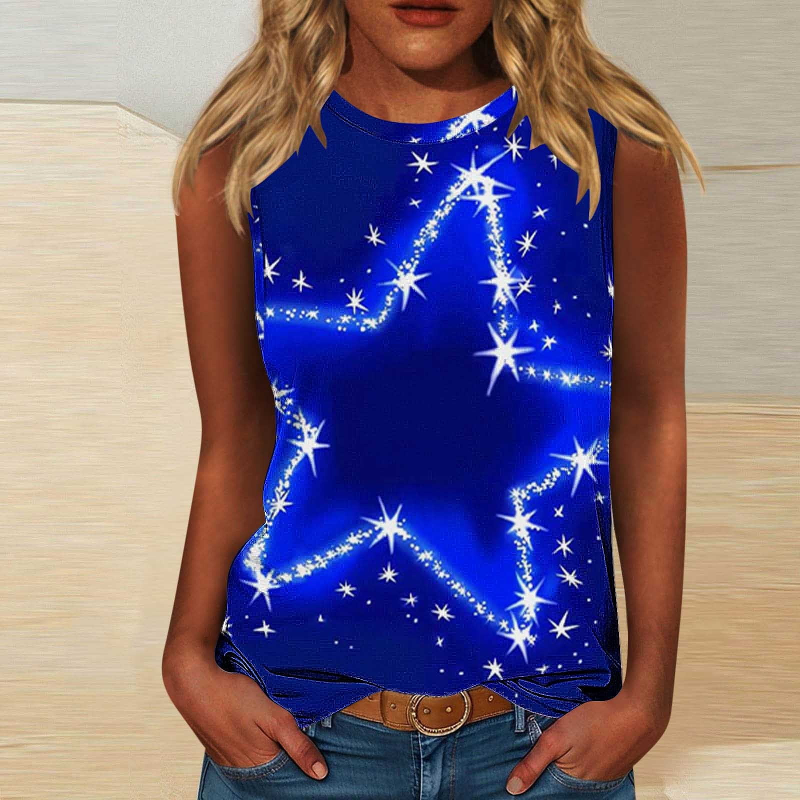 CYLIDA Women's 4th Of July Tank Top - American Flag Graphic Racerback, Patriotic Summer Shirt