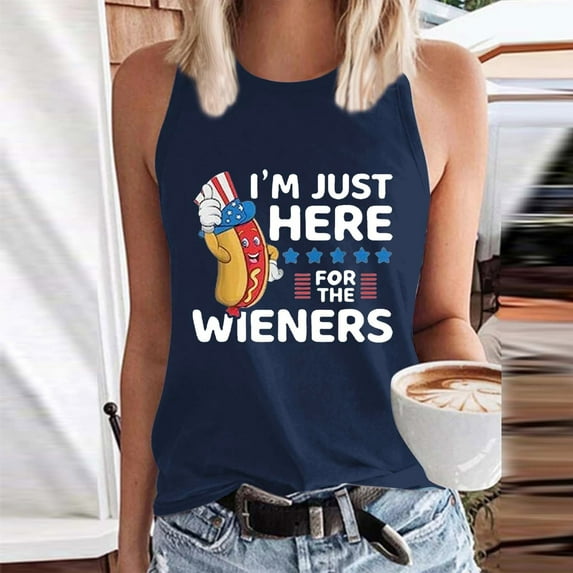 American Flag Tank Tops for Women 4th of July Shirts Patriotic Tee Shirt Summer Basic Tanks Sleeveless T Shirts Side Split Blue XXL