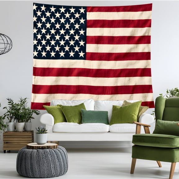 American Flag Tapestry Wall Hanging, Vintage Distressed Stars and Stripes Retro Wall Decor for Bedroom, Living Room, Dorm, Office and Man Cave