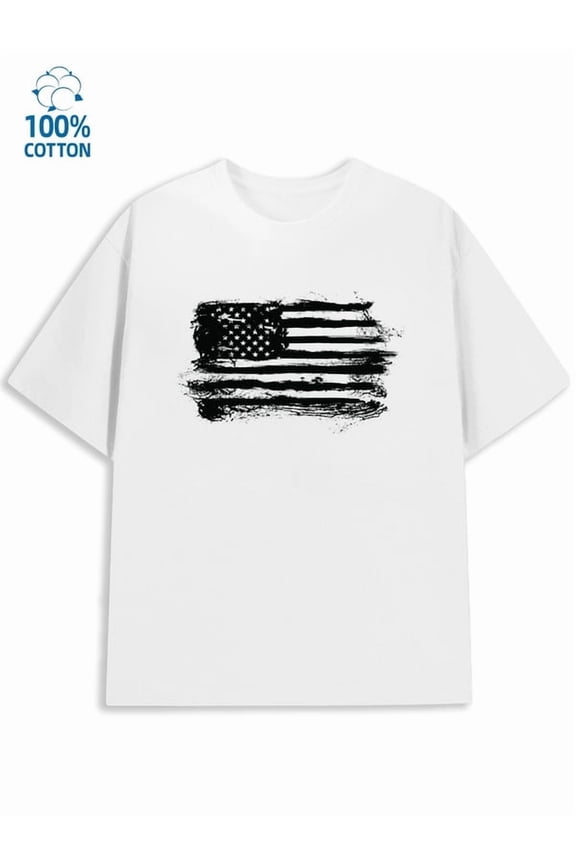 American Flag Tee men national flag white Summer wear Vintage-inspired, comfortable fit funny usa Classic Unisex Shirt Cotton tshirts Unique Design Unisex Shirt Crewneck tshirts