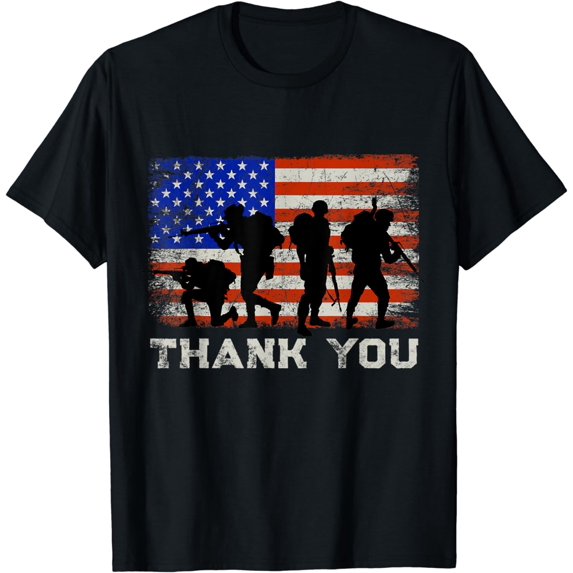 American Flag Thank You USA Military Camouflage Desert T-Shirt
