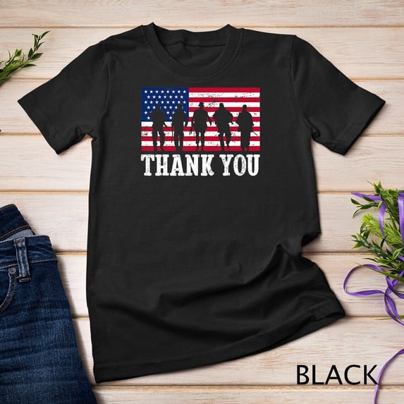 American Flag Thank You USA Support Graphic T-Shirt