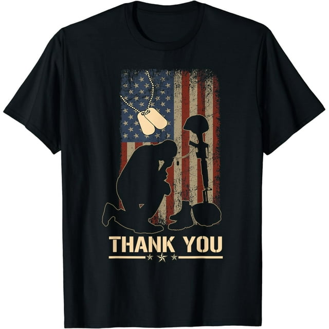 American Flag Thank You Veterans Military Appreciation T-Shirt ...
