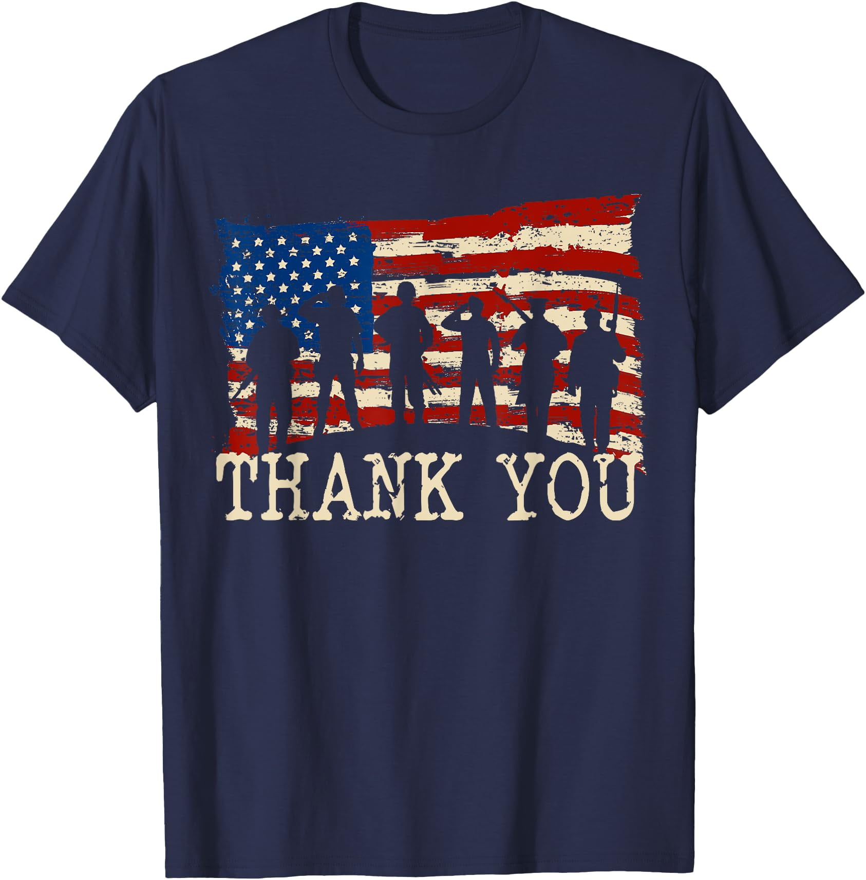 American Flag Thank You Veterans Proud T-shirt,black Color,size L 