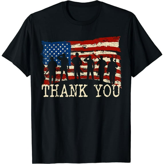 American Flag Thank you Veterans Proud Veteran T-Shirt