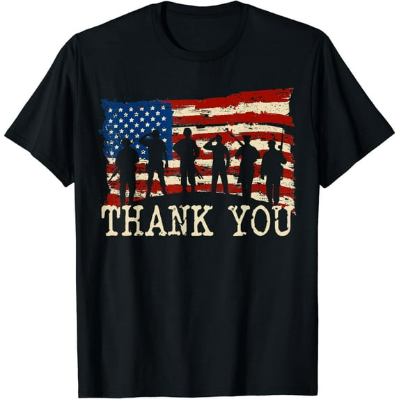 American Flag Thank you Veterans Proud Veteran T-Shirt