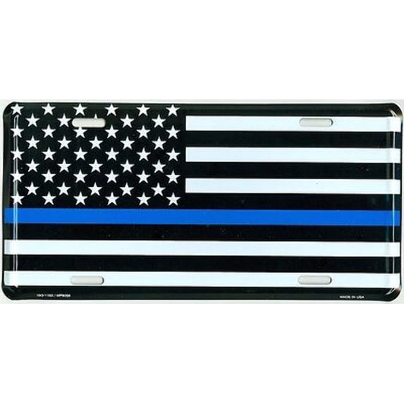 American Flag Thin Blue Line Aluminum License Plate Made in the USA