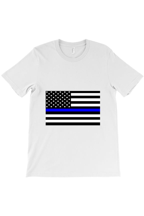American Flag Thin Blue Line American Flag, Law Enforcement G19916 Unisex T-Shirt, Up to Size 5XL
