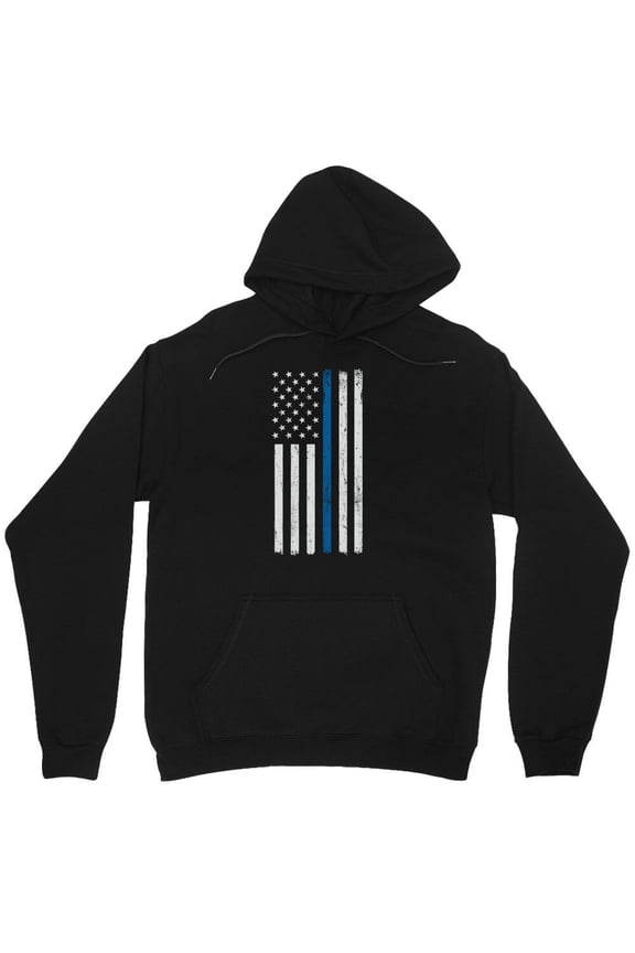 American Flag Thin Blue Line Lives Concern Supportive Graphic US Police Officer M4843 Unisex Hoodie, Up to Size 5XL