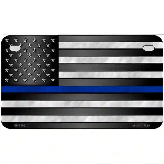 American Flag Thin Blue Line Novelty Metal License Plate 7" x 4" Motorcycle