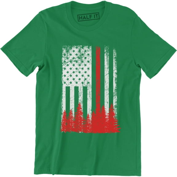 American Flag Thin Red Line Firefighter First Responder Mens T-Shirt