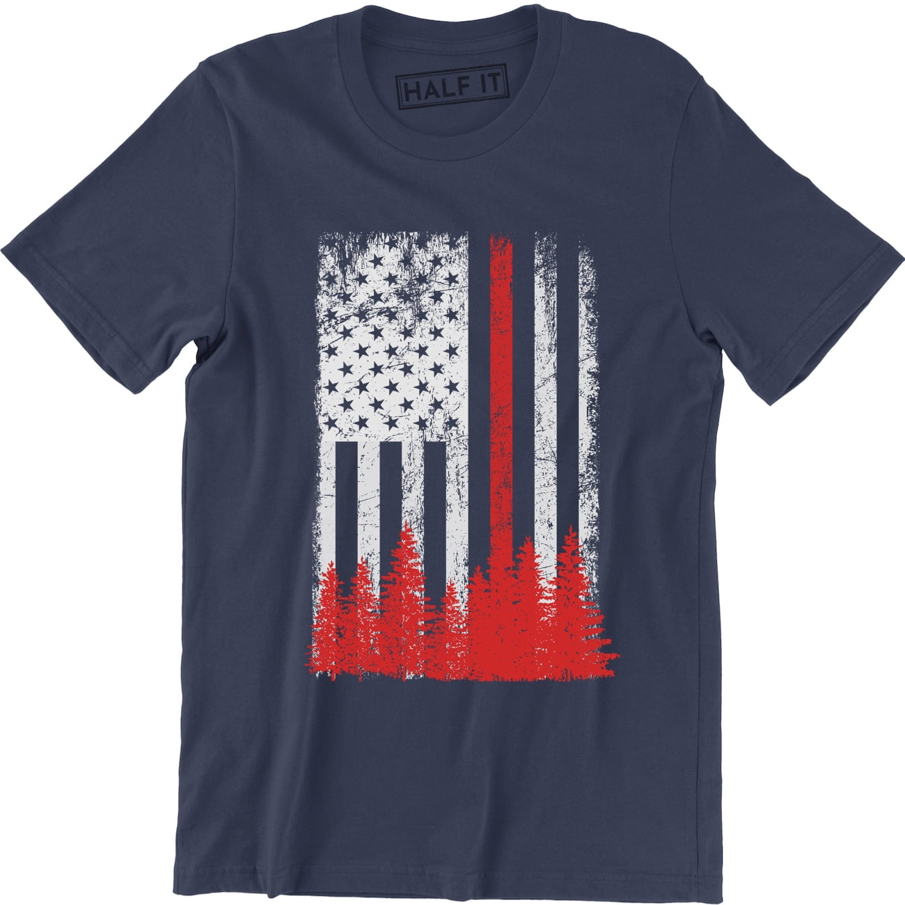 American Flag Thin Red Line Firefighter First Responder Mens T-Shirt ...