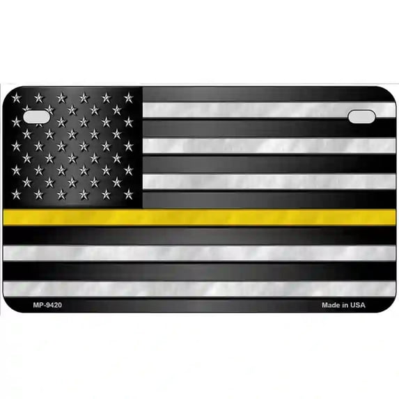 American Flag Thin Yellow Line Novelty Metal License Plate 7" x 4" Motorcycle