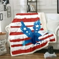 thumbnail image 1 of American Flag Throw Blanket, Eagle Bird Animal Fuzzy Blanket Stars and Stripes Fleece Blanket USA Memorial Day Flannel Blanket, American Freedom Independence Day Sherpa Blanket Queen Size, 1 of 4
