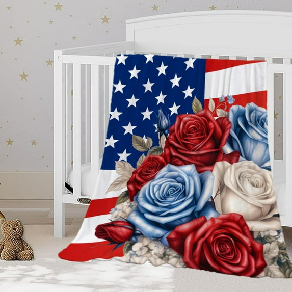 American Flag Throw Blanket Patriotic 4th of July Memorial Day Fourth of July Throw Blanket for Couch Sofa Bed Soft Fleece Blankets Stars and Stripes Red White Blue Veteran Blanket 50x60