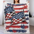 thumbnail image 1 of American Flag Throw Blanket, Soft Cozy Warm Flannel USA Flag Stripe Patriotic Blanket for Couch Sofa Bed, 40"x50", 1 of 6