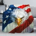 thumbnail image 1 of American Flag Throw Blanket Warm Eagle Flannel Fleece Blanket for Couch, Super Soft Fuzzy Throws Fashion Decorative Plush Fleece Blanket for Sofa Bed Office(50 x 60 in, American Flag & Eagle), 1 of 5