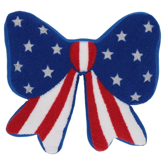 American Flag Throw Pillow, Bow Shaped Plush Star Spangled Style, Soft Fluffy Decorative Pillow for Bed Couch Living Room
