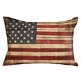 thumbnail image 1 of American Flag Throw Pillow Cover 20 x 30 Inch Decorative Pillow Cover Retro USA Flag Blue Red Vintage Wooden Lumbar Pillowcase Seasonal Rectangle Cushion Case for Couch Sofa Bed Living Room, 1 of 7