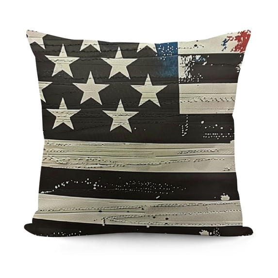 American Flag Throw Pillow Cover White Black Cozy Square Cushion Case for Men Women Boys Girls Room Home Decor
