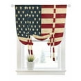 thumbnail image 1 of American Flag Tie Up Curtains for Window, Thermal Insulated Balloon Shade Adjustable Rod Pocket Curtains Valance Panels for Kitchen Bathroom Cafe 42 x 45 Vintage Red BlueUSA Flag, 1 of 6