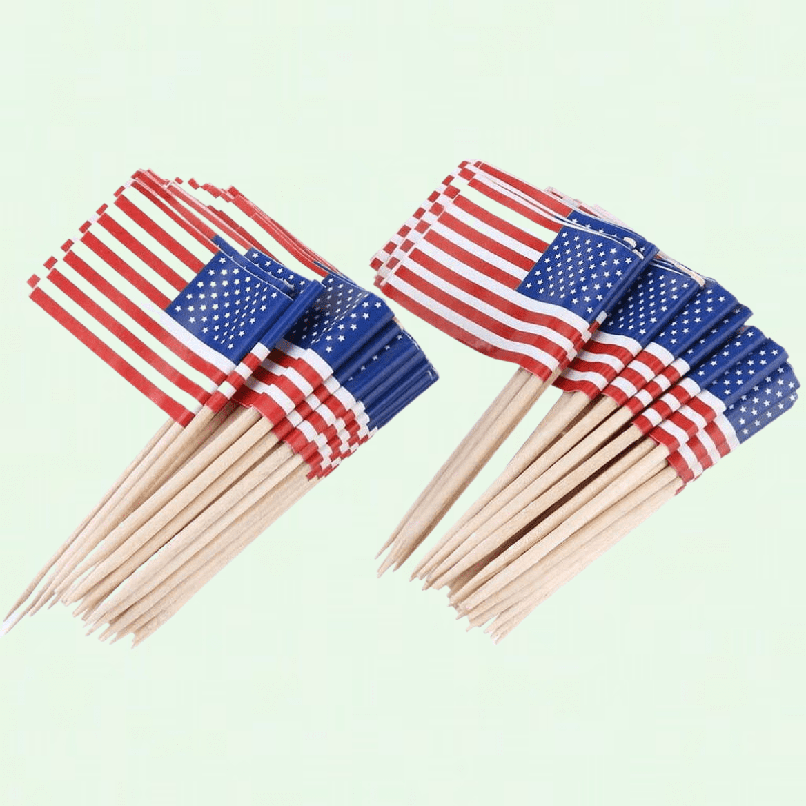 American Flag Toothpicks 100Pcs US Flags Cupcake Toppers for Memorial
