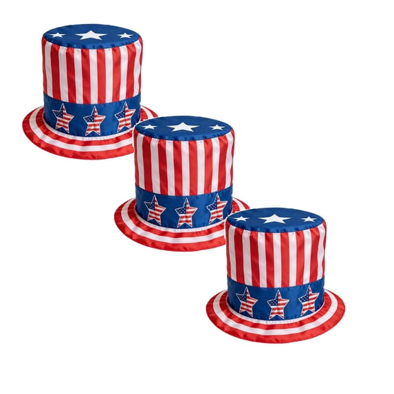 American Flag Top Hat, 4th of July Red White and Blue Hats for Men Women, Patriotic Hat, Anniversary Top Hat for Independent Day Patriotic Event Party Accessory, Style A