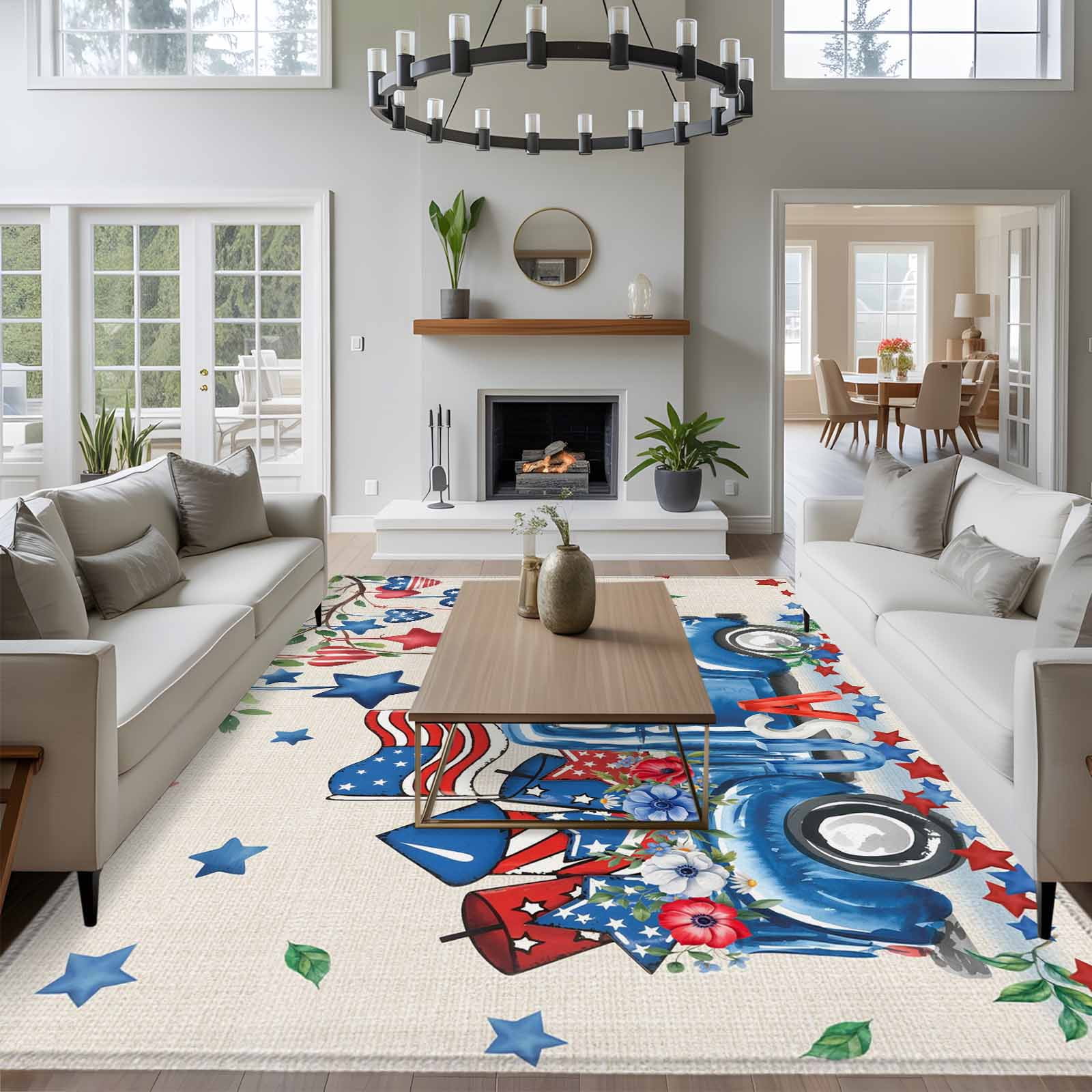 Trump Rug American Flag Truck 8x10 Area Rug for Living Room Sectional Sofa ...