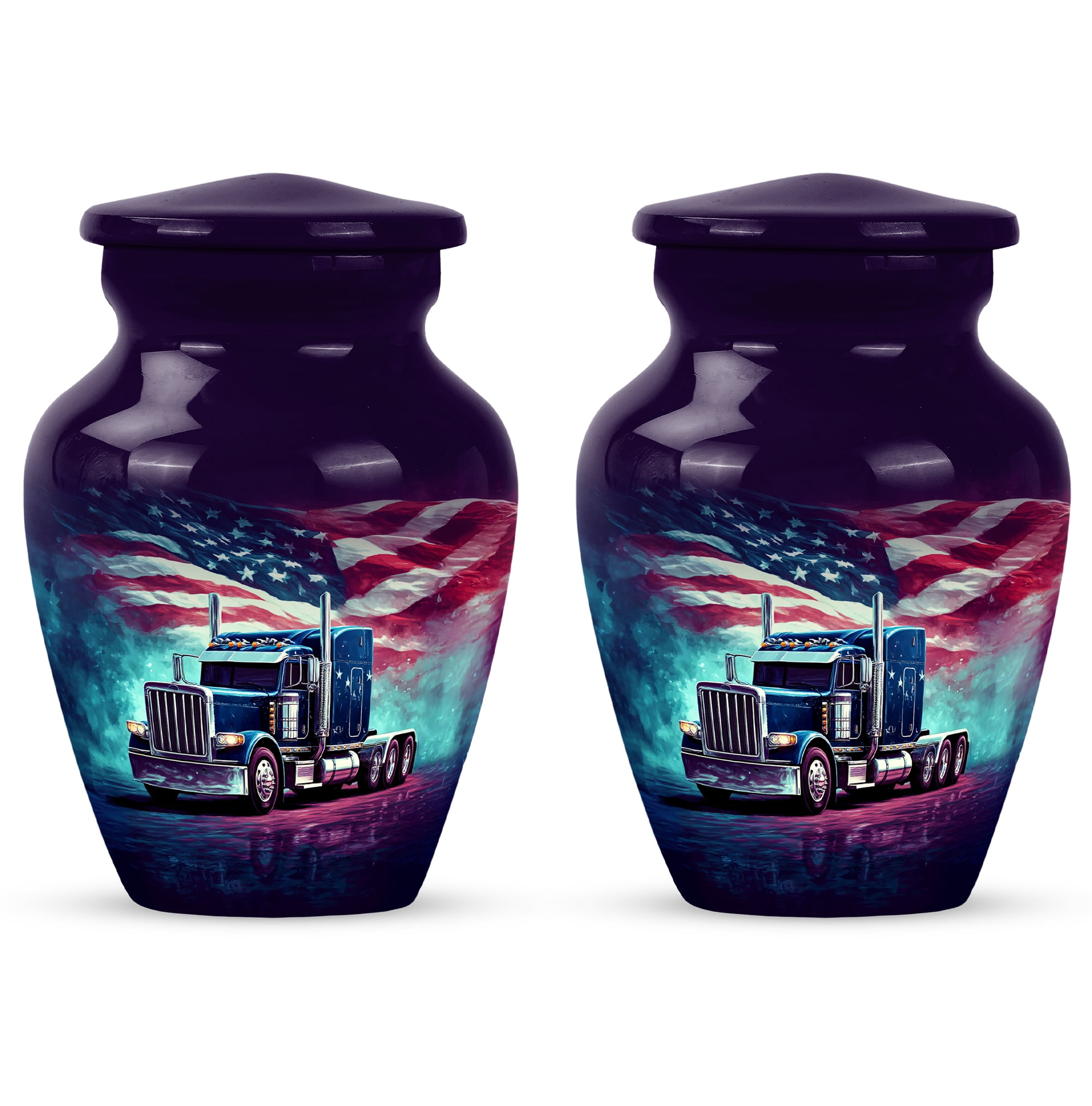 American Flag Truck Keepsake Urns Set Of 2, Small Cremation Urns For Human Ashes, Mini Urn For Ashes Adult Male, Keepsake Urn For Ash For Women, (Size, 3 Inch, 2 Pcs)