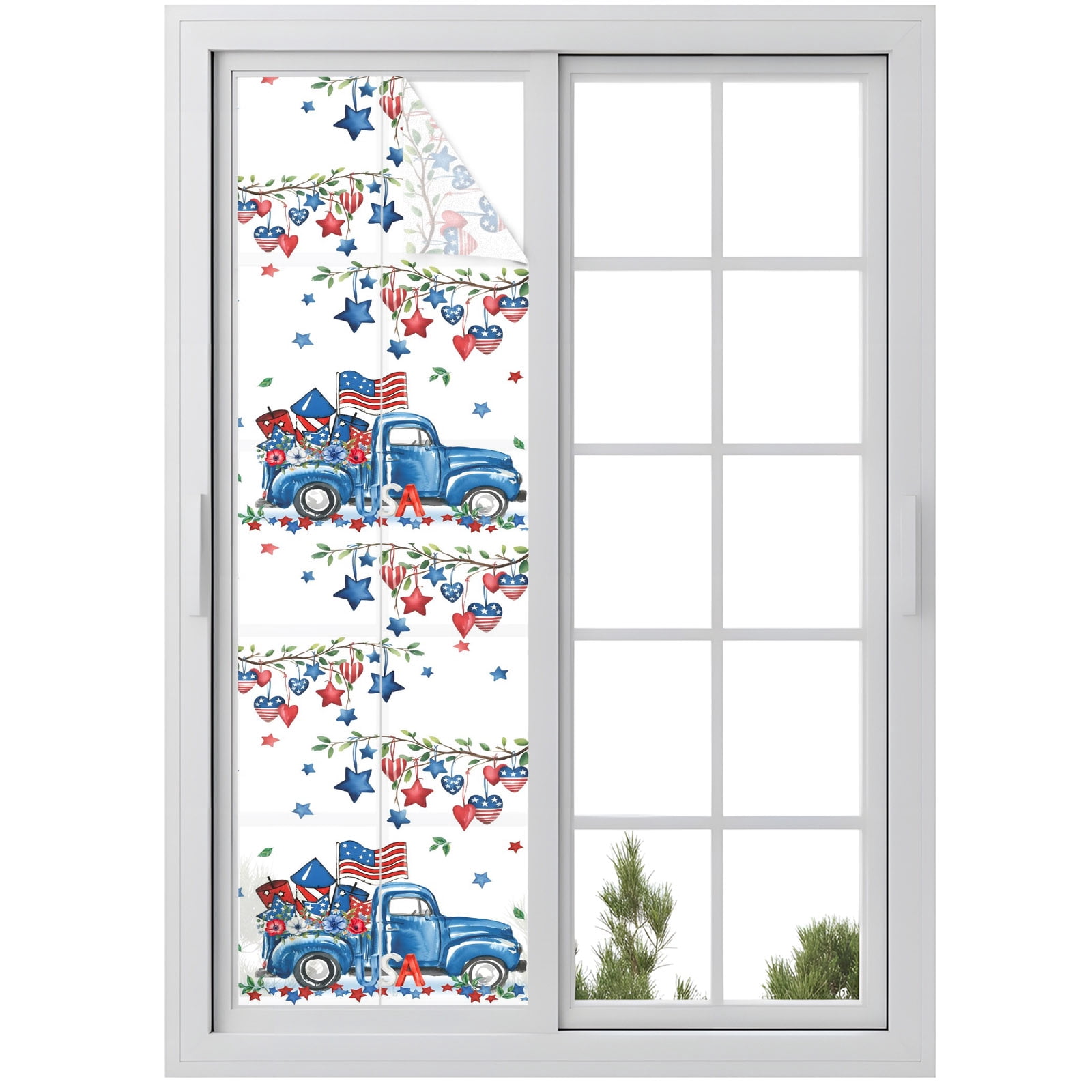 American Flag Truck Window Privacy Film, Independence Day Star Heart ...