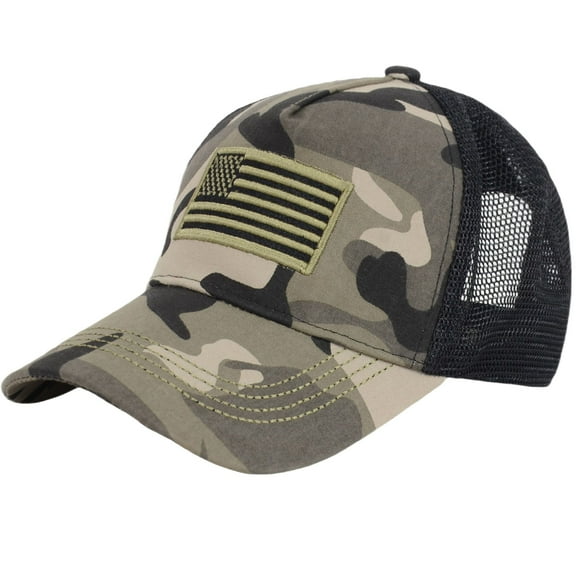 American Flag Trucker Hat Classic Embroidered Baseball Cap Mesh Adjustable Cap for Men Women- Camouflage