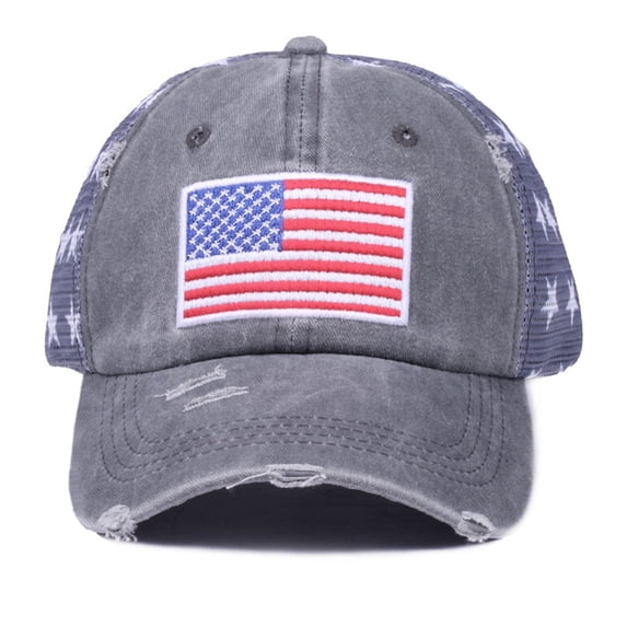 American Flag Trucker Hat Patriotic Distressed BaseballHat with Star Mesh Back for USA 250th Anniversary Independence Day Unisex