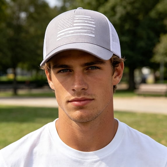 American Flag Trucker Hat - Snapback Hat, Baseball Cap for Men Women - Breathable Mesh Side, Adjustable Fit - for Casual Wear
