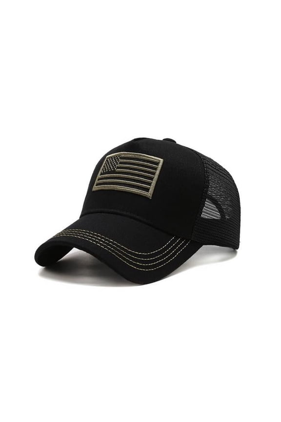 American Flag Trucker Hat with Adjustable Strap - Breathable & Unisex () Black/ Green