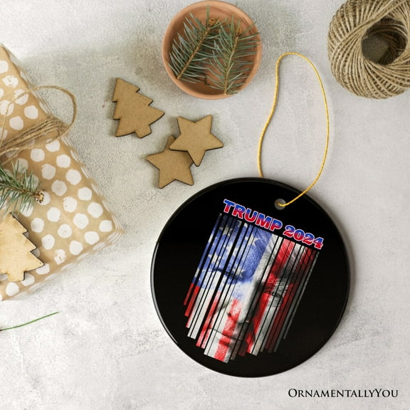 American Flag Trump 2024 Ornament, Support Christmas Gift