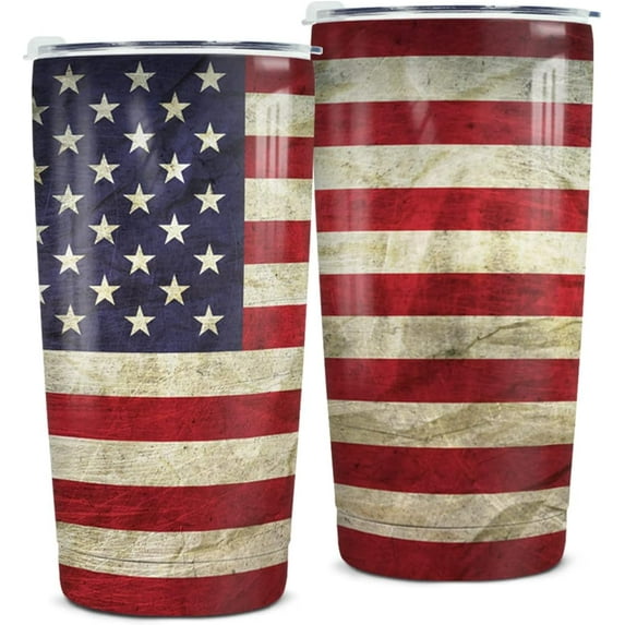 American Flag Tumbler 20oz Stainless Steel Insulated Tumblers 4th Of July Cups With Lids Coffee Travel Mug Cup For Men Boys Dad Grandpa Fathers Day