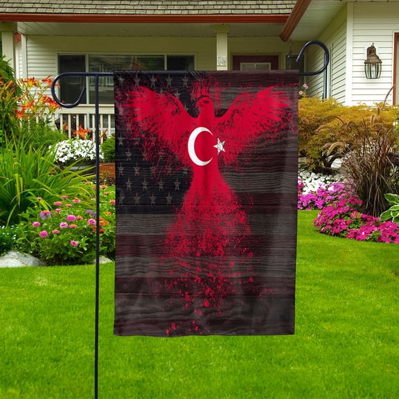 American Flag- Turkish Flag Turkey US Friendship Forever July 4 Decoration Garden Flag (11.5x17.5) Double Sided-USA Flags Premium Polyester-Decorative Indoor Outdoor Flag