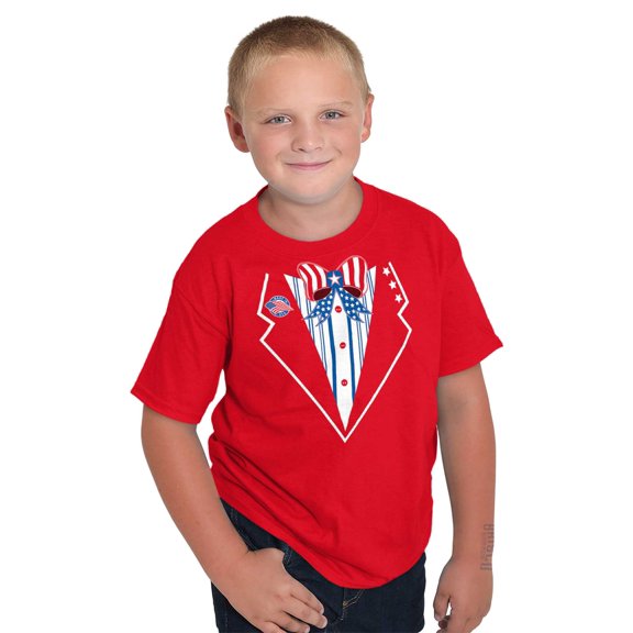 American Flag Tuxedo Funny July 4th Boys Kids T Shirt Tees Tops Teen Brisco Brands X