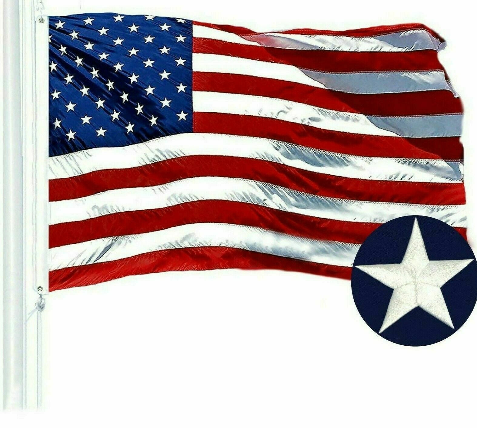 American Flag US USA | 3'x5' ft | EMBROIDERED Stars, Sewn Stripes (Heavy Duty)
