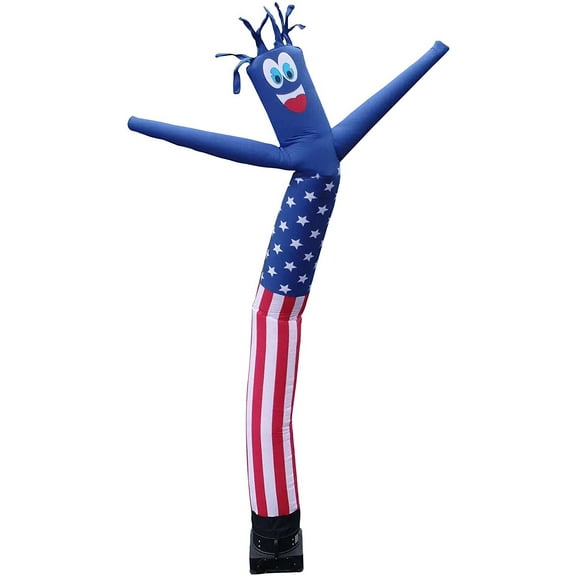 American Flag USA 20 Foot Tall Inflatable Tube Man Air Powered Waving Puppet for Outdoors, Replacement Dancer Only