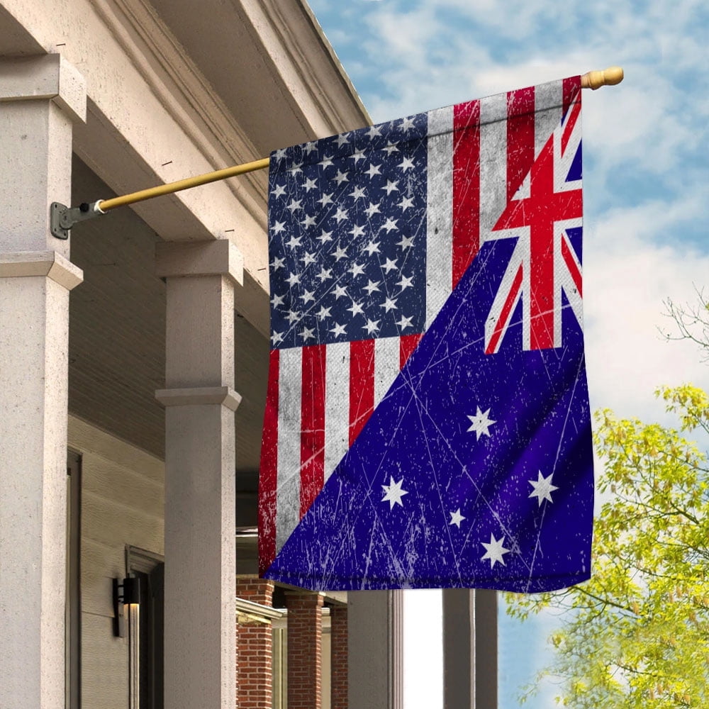 American Flag USA AUSAtralia Half American Friendship AUSAtralian Patriotic House Flag, Double-Sided Decorative Outdoor Flag, Polyester Yard Flag 29.5 x 39.5 in