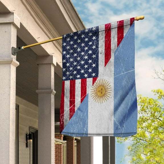American Flag USA Argentina Half American Friendship Argentine Patriotic House Flag (29.5x39.5) Double Sided-USA Flags Premium Polyester-Decorative Indoor Outdoor Flag