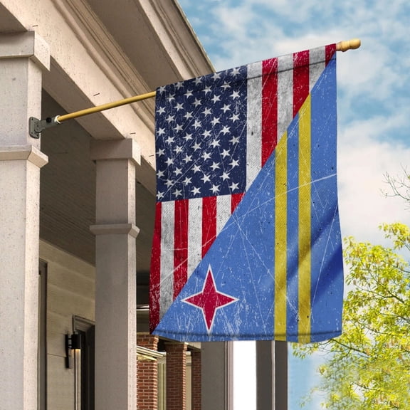 American Flag USA Aruba Half American Friendship Aruban Patriotic House Flag, Double-Sided Decorative Outdoor Flag, Patriotic Polyester Yard Flag 29.5 x 39.5 in