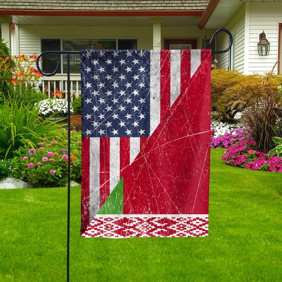 American Flag USA BelarUSA Half American Friendship BelarUSAian Patriotic Garden Flag (11.5x17.5) Double Sided-USA Flags Premium Polyester-Decorative Indoor Outdoor Flag